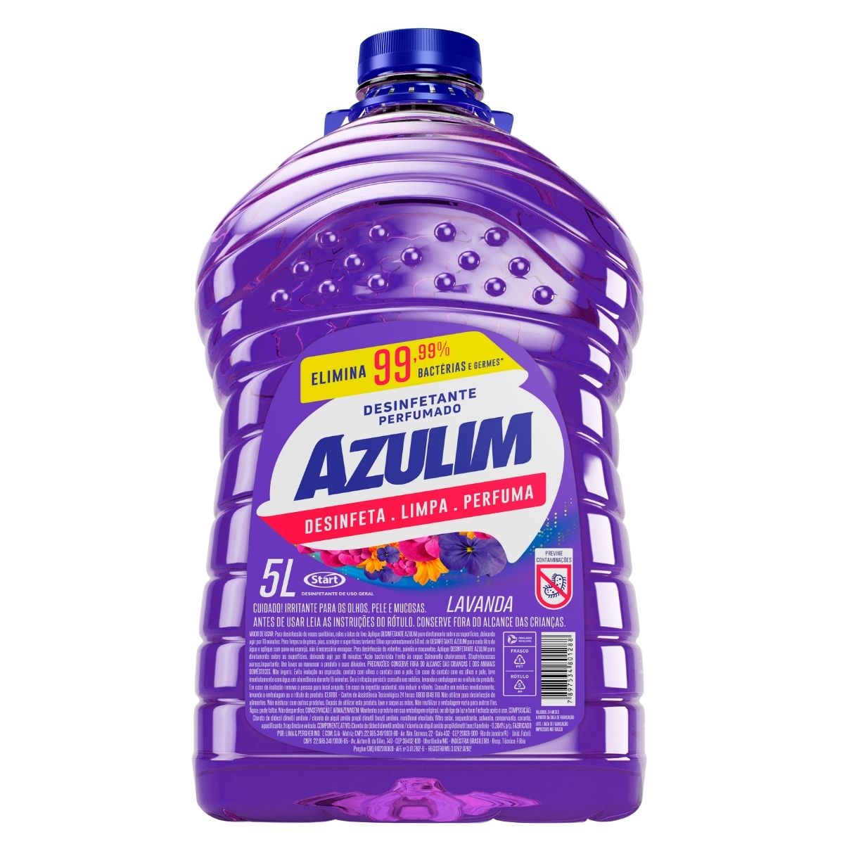 Desinfetante Azulim Lavanda 5L - Com Quaternário de Amônio para Pisos e Superfícies