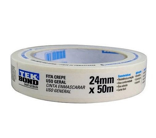 Fita Crepe Tek 24mm x 50m - Para Pintura e Decoração